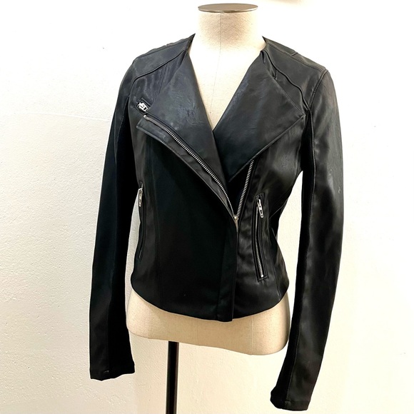 Blank NYC Jackets & Blazers - Sleek & Stunning Blank NYC Dark Faux Leather Cropped Moto Jacket Size: XS NWOT